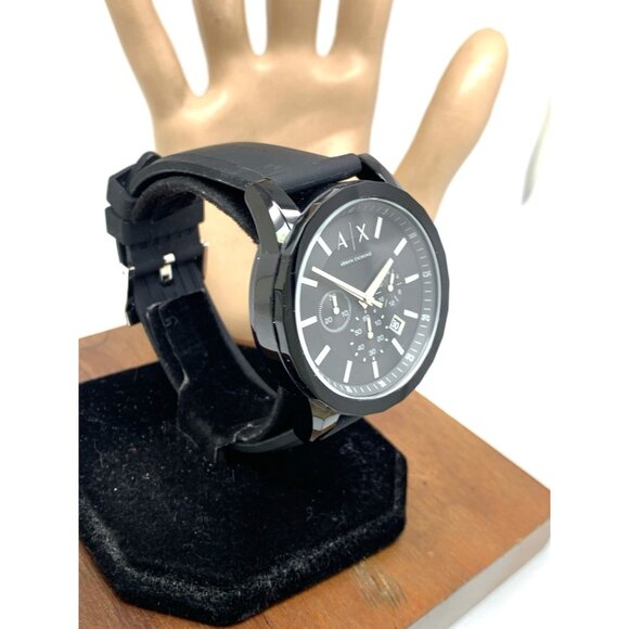 Armani Exchange Men's Watch AX1326 Quartz Chronograph Black Rubber Strap 44mm - Picture 14 of 14